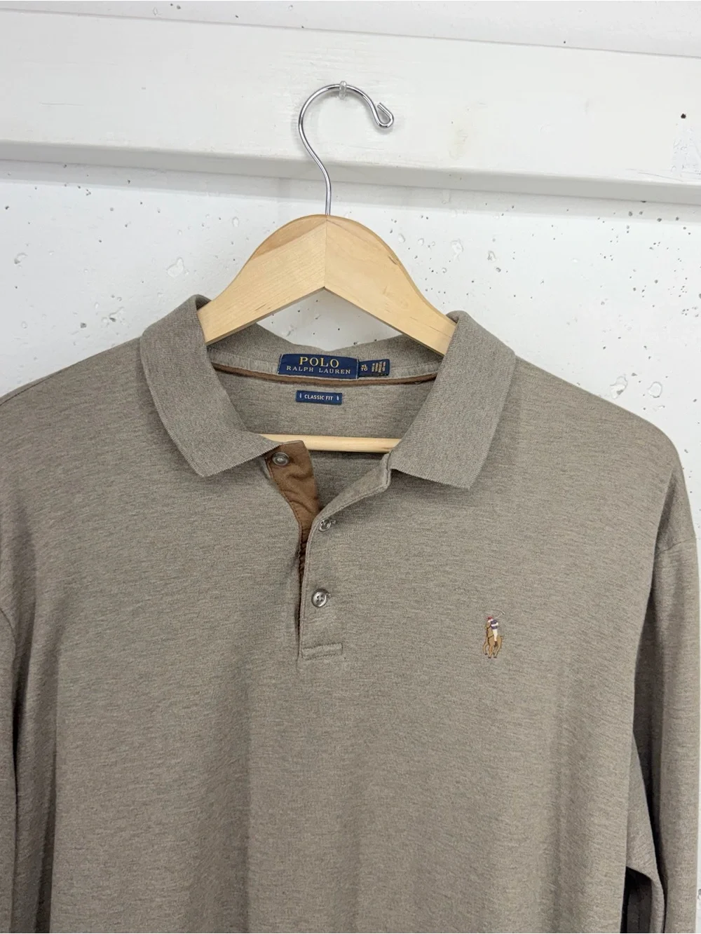 Polo Ralph Lauren Men’s Size XL Classic Brown Light Brown Long Sleeve Polo Shirt